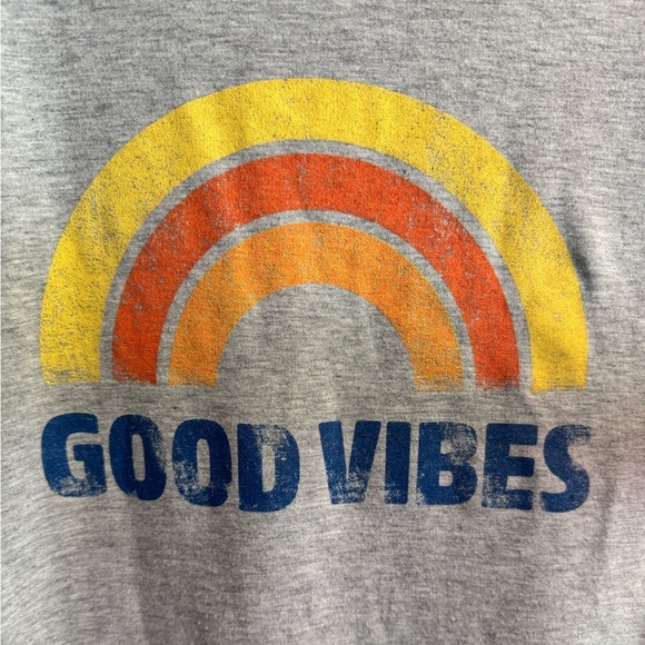 Zutter Heather Gray Terry Long Sleeve "GOOD VIBES" Sweatshirt, size L - Picture 3 of 5